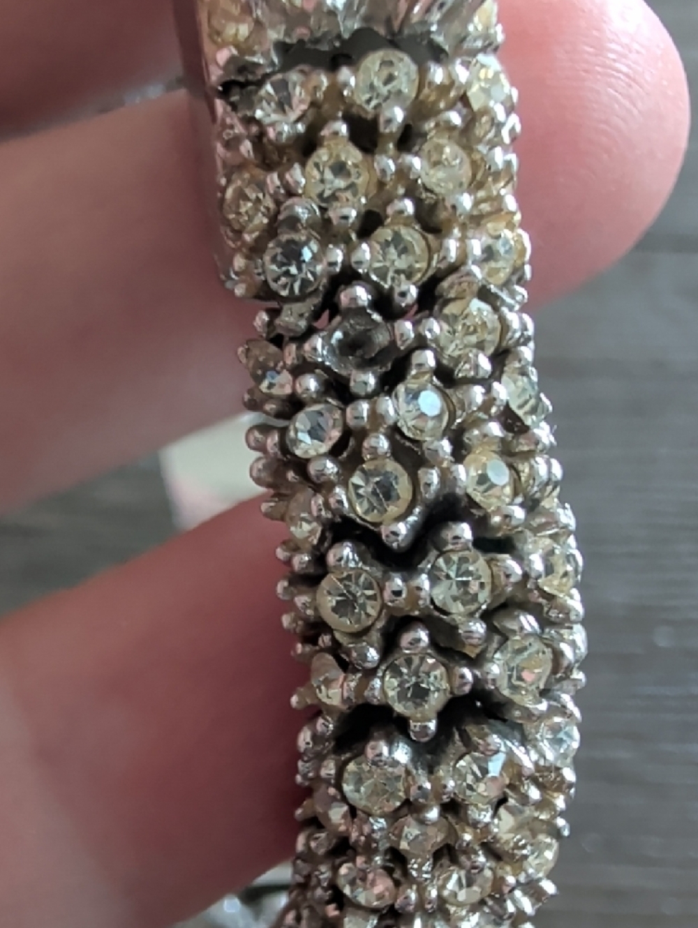 Vintage Art Deco  Peekaboo Watch Bracelet Sparkling Silver Rhinestone - Picture 4 of 12